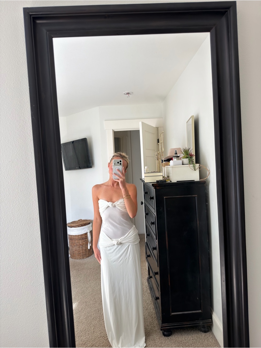 Peppermayo White Strapless Maxi Dress